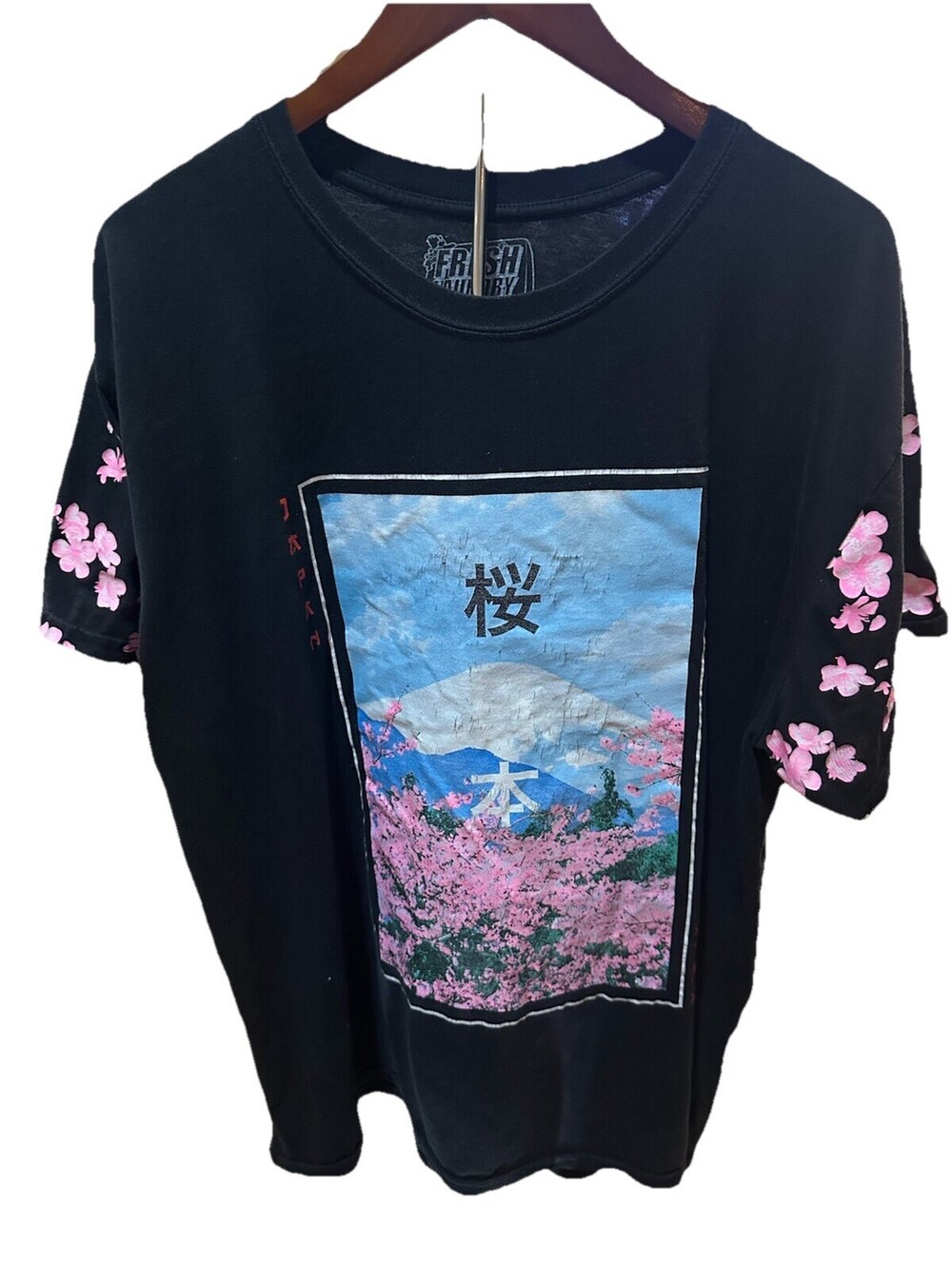 Fresh Laundry Japan Cherry Blossom Tee Black Pink Graphic Shirt 2XL